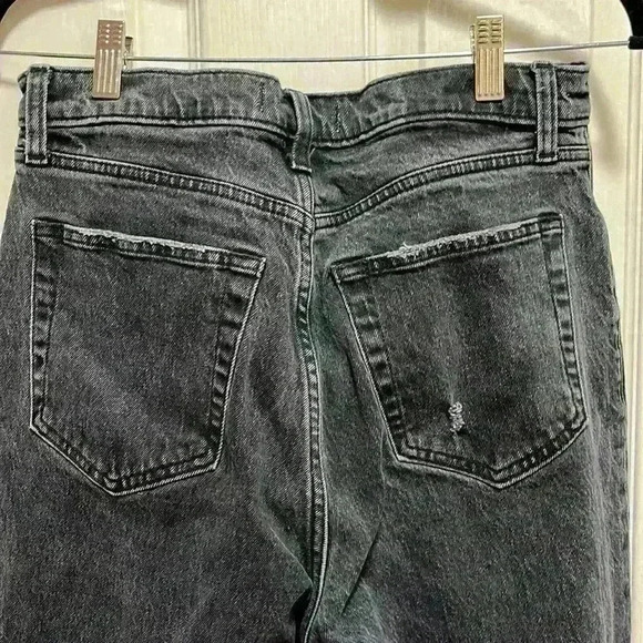 Abercrombie 90’s Straight Ultra High Rise Curve Love Black Distressed Jeans 10R - Picture 6 of 15